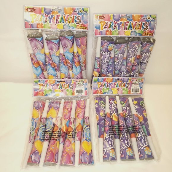 Party Bug Paper Birthday Horns 32 pieces (4 packs of 8) - Picture 1 of 7